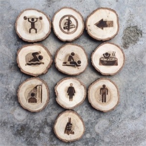 Lot de 10 magnets en bois thème affichage hôtel ou gîtes